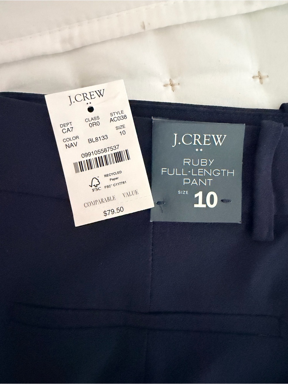 J. Crew Ruby Full-Length Pant in Navy